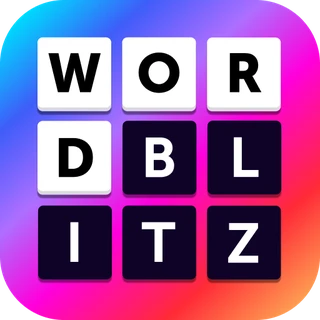 The redesigned Word Blitz icon: the same letter tiles on a calmer violet and pink gradient.