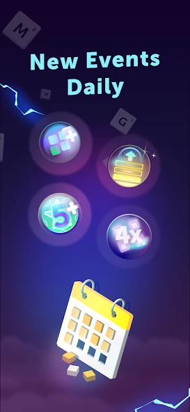Store screenshot 4, New events daily: event badges and a calendar.