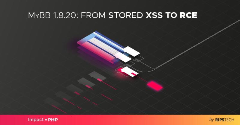 Blog header: MyBB 1.8.20, from stored XSS to RCE